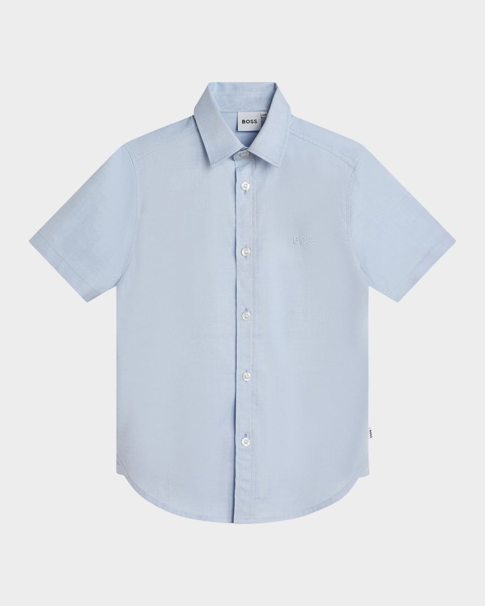 Boy's Logo Embroidered Button Down Shirt, Size 6-1